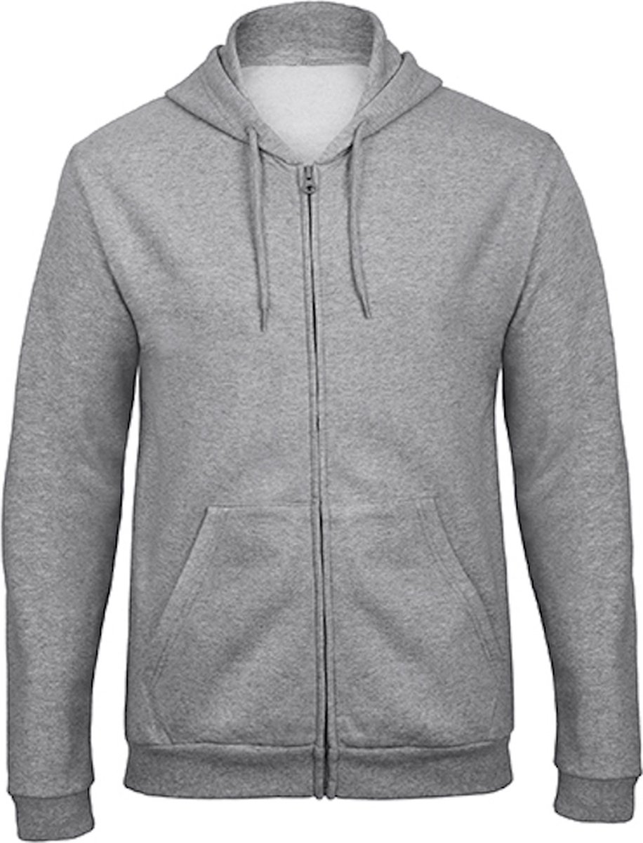 Herenhoodie met rits ‘ID.205’ B&C Collectie Heather Grijs