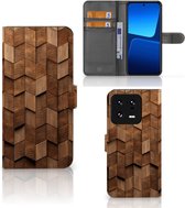 Book Style Case geschikt voor Xiaomi 13 Pro Wooden Cubes