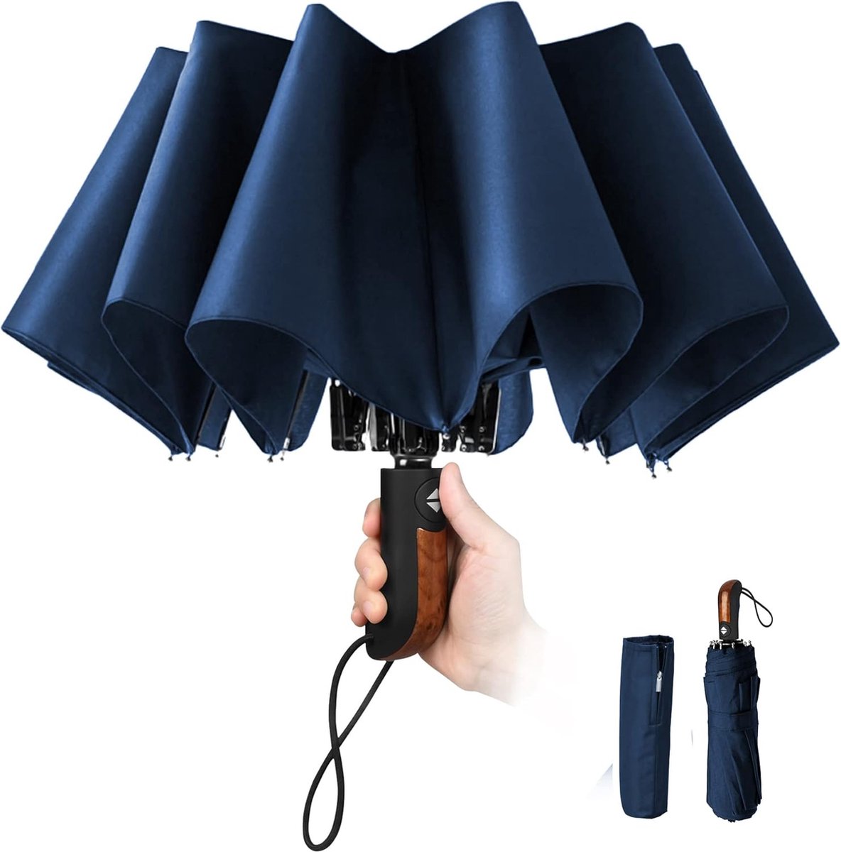 Paraplu Winddichte, Opvouwbare Paraplu Storm Automatische Parasol UV-bescherming Paraplu Waterbestendige Teflon Zakelijke Paraplu Windbestendige zon Regen Draagbaar Reisparaplu - Blauw — cadeau in Mode & Accessoires - foto 3