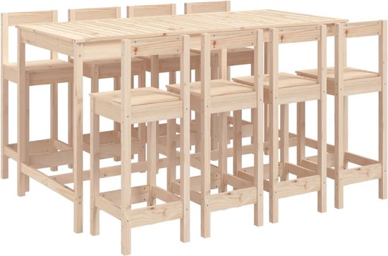 vidaXL Set de bar 9 pièces en pin Massief