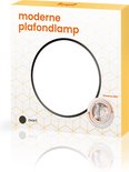 Doos van de moderne zwarte Goliving plafondlamp met demonstratie van de draai-en-klik montage.