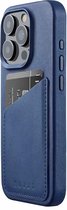 Mujjo - Full Leather Wallet iPhone 15 Pro - blauw