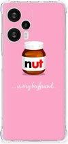 Silicone Hoesje Geschikt voor Xiaomi Poco F5 Telefoonhoesje met doorzichtige rand Nut Boyfriend