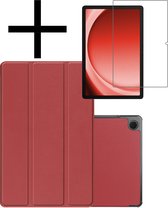 Hoesje Geschikt voor Samsung Galaxy Tab A9 Plus Hoesje Case Hard Cover Hoes Book Case Met Screenprotector - Donkerrood