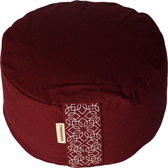 Samarali Lotus Rond Meditatiekussen Rood - Eco Boekweit Vulling - Duurzaam Yoga Kussen - 100% Biologisch - Tweelaags Ontwerp van Samarali — afbeelding 2
