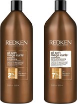 Redken CombiDeal - All Soft Mega Curls - Shampoo 1000 ML & Conditioner 1000 ML - voor krullend- of pluizend haar