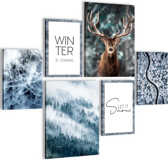 winter - 90 x 80 cm - Meteen ophangen - muurdecoratie - wanddecoratie - muurdecoratie woonkamer - wanddecoratie woonkamer - muurdecoratie canvas - canvas schilderijen woonkamer - canvas schilderijen slaapkamer - muurdecoratie