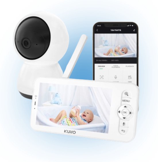 Kuno Connect 1 - Babyfoon avec écran et application - Caméra Bébé