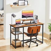 Bureau met monitorplank, computertafel, pc-tafel met omkeerbare opbergplanken, 100 cm, bureautafel voor kantoor, kleine ruimtes