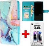 Casemania Hoesje Geschikt voor Samsung Galaxy S23 FE Nova & Glazen Screenprotector - Portemonnee Book Case met Print
