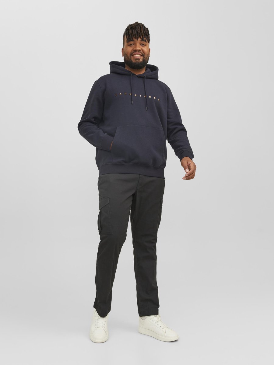 Jack & Jones Trui Jjestar Jj Sweat Hood Noos Pls 12243527 Dark Navy Mannen Maat — afbeelding 6