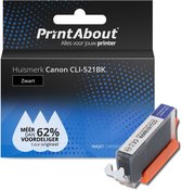 PrintAbout huismerk Inktcartridge CLI-521BK Zwart geschikt voor Canon