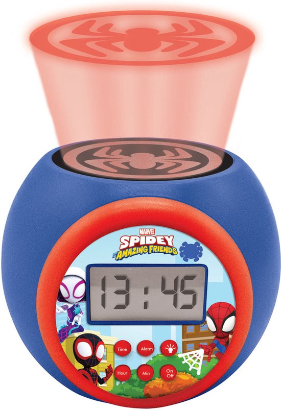 Réveil projecteur Spiderman avec minuterie - Couleurs