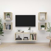 vidaXL - 5-delige - Tv-meubelset - spaanplaat - wit - en - sonoma - eikenkleurig
