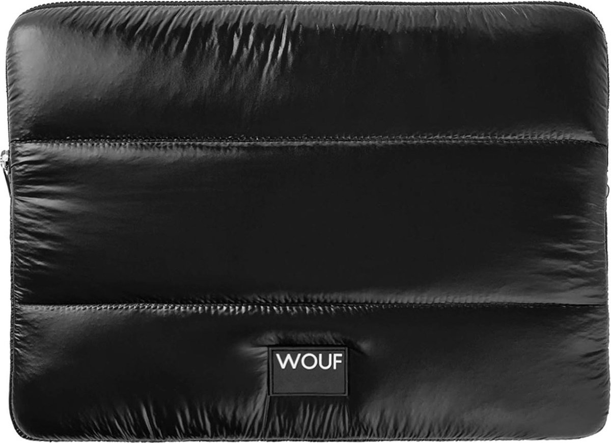 Wouf Quilted - Laptop hoes 13-14 inch - Laptopsleeve - Black Glossy