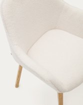 Kave Home - Chaise Aleli en peau de mouton blanc et pieds en frêne massif finition naturelle