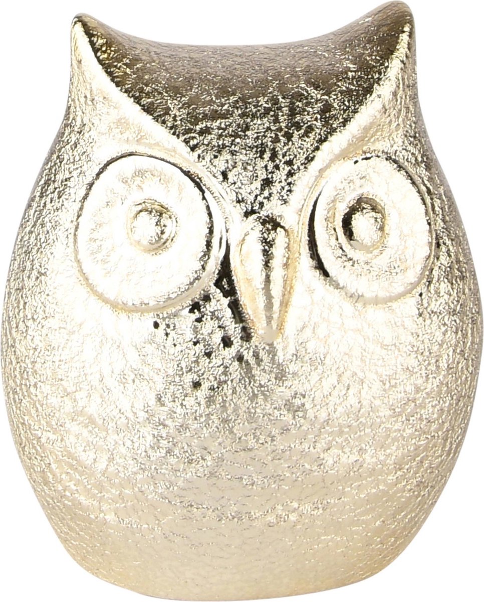 Dier / dieren / uil - Goud / champagne / zilver - 7 x 6 x 8 cm hoog.