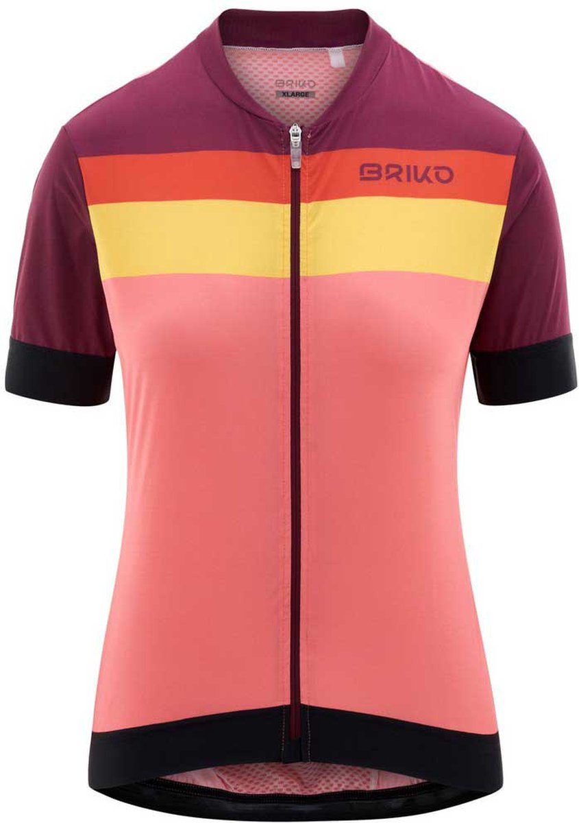 Briko Stripe 241158w Korte Mouw Wielertrui Roze S Vrouw