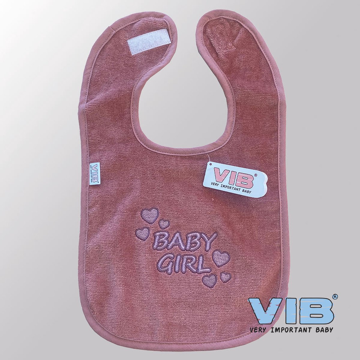 Goedkoopste VIB® - Slabbetje Luxe velours - Baby Girl (Oud Roze) - Babykleertjes - Slabbetjes - zwangerschap aankondiging - baby aankondiging