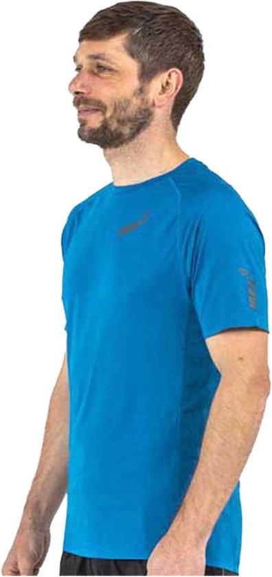 Inov-8 Base Short Sleeve Heren - Sportshirt - blauw - maat S