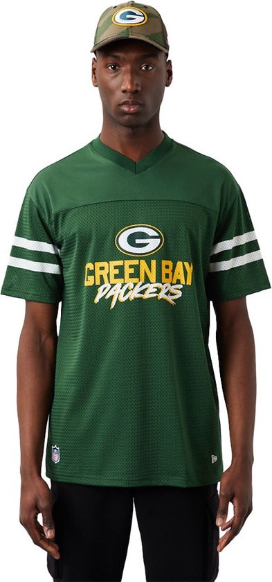 New Era Green Bay Packers Nfl Script Mesh T-shirt Met Korte Mouwen Groen M Man