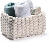 Cotton Storage Basket - 25 x 17 x 13 cm - White - Bathroom Organiser - For Changing Mat - Baskets for Kallax Use - Toilet Paper Storage - Braided Storage Basket