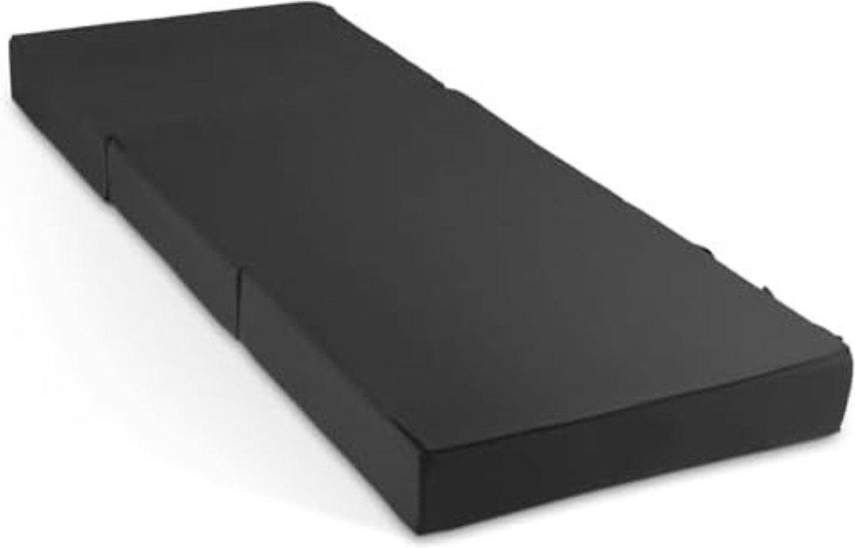 Schuimmatras - Campingmatras - 3-Delig Opvouwbaar Matras, extra dik Schuim (15 cm), Wasbaar, schijfkubus, Opvouwbaar, Opvouwbaar Matras, Volwassene (zwart, 75 x 195 x 15 cm)