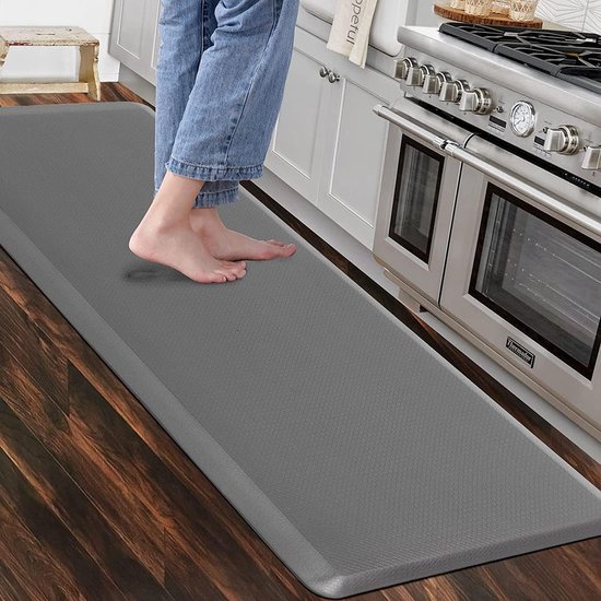 Tapis de Kitchen antidérapant, tapis anti-fatigue, Kitchen , tapis en mousse, tapis de course en PVC facile à Clean , tapis de Kitchen , tapis de sol (gris, 44 x 152 cm)