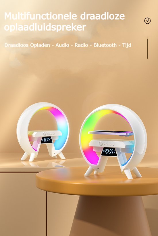 Haut-parleur Bluetooth, réveil, veilleuse colorée, lecteur de