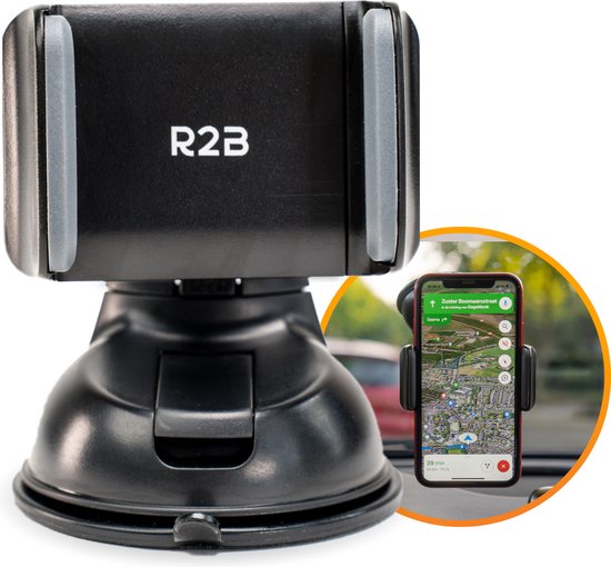 R2B® Telefoonhouders Auto Zuignap Compact - Geschikt voor Raam, Dashboard en Bureau - Gsm Houder Auto - Autoaccessoires - Auto Telefoonhouder - Model Hoorn