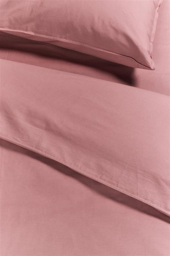 Ambiante Cotton Uni dekbedovertrek - Effen - Tweepersoons - 200x200/220 - Roze van Merkloos — afbeelding 2