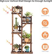 Massief houten plantenstandaard, bloemenrek voor binnen en buiten, verticale bloementrap, multifunctionele plantenrek, bloemstandaard voor tuin, balkon, patio (5-laags / 60 x 25 x 130,5cm)