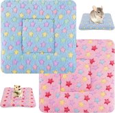 2 stuks klein dier pluche bed, warme kat hond deken slaapkussen huisdier pad pluizige bed mat voor cavia hamster konijn kitten konijn chinchilla eekhoorn egel, 11 x 11 inch (roze, blauw)