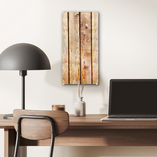 MuchoWow® Peinture sur Verre - Rural - Vintage - Bois - Étagère - 20x40 cm - Peintures sur Verre Acrylique - Photo sur Glas