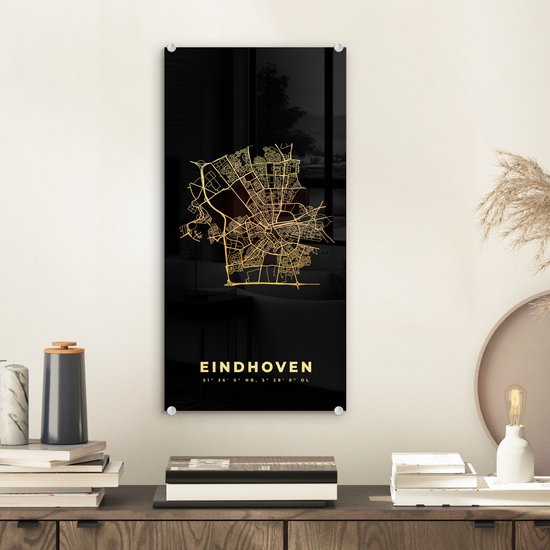 Peinture sur Verre - Pays- Nederland - Eindhoven - Carte - Carte - Plan de la Ville - 20x40 cm - Peintures sur Verre Peintures - Photo sur Glas