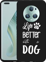 Cazy Hoesje Zwart geschikt voor Honor Magic5 Pro Life Is Better With a Dog Wit