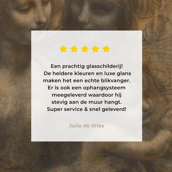 MuchoWow® Peinture sur verre 90x60 cm - Peinture sur verre acrylique - Marie avec l'enfant et Sainte Anne - Leonardo de Vinci - Photo sur verre - Peintures