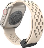 Siliconen bandje - geschikt voor Apple Watch Series 1/2/3/4/5/6/7/8/9/SE/SE 2 met case size 38 mm / 40 mm / 41 mm - Beige