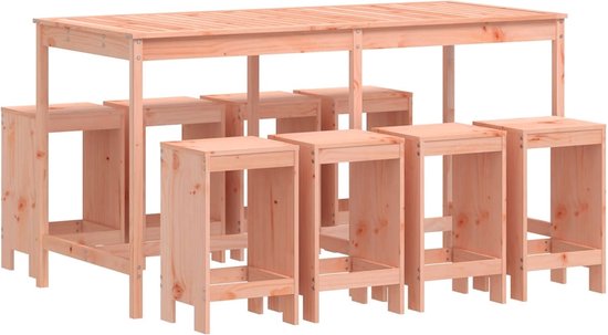 vidaXL-Ensemble de jardin 9 pièces-Solide douglashout