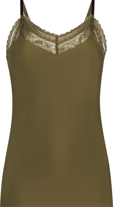 Secrets spaghetti top met kant olive green voor Dames | Maat S