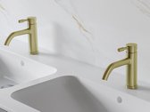 Shower & Design Afgeronde mechanische mengkraan - Goud met satijnglans - ADOUR L 5 cm x H 17.3 cm x D 15.15 cm