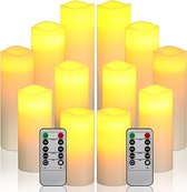 LED Kaarsen 12 Kaarsen - Incl. Afstandsbediening - Vlamloze Kaars op Batterijen - Automatische Uitschakeling - Timerfunctie - Cadeau