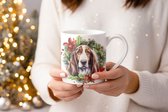 Mok Basset Hound Beker cadeau voor haar of hem, kerst, verjaardag, honden liefhebber, zus, broer, vriendin, vriend, collega, moeder, vader, hond kerstmok, kerst beker, kerst mok