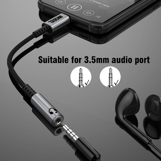 CKCN USB C naar 3,5 mm Hoofdtelefoonaansluiting, Type C Audio-Jack-Adapter met DAC, Compatibel met Galaxy S21 S20 , MacBook Pro, Huawei CKCN USB C naar 3,5 mm Hoofdtelefoonaansluiting, Type C Audio-Jack-Adapter met DAC, Compatibel met Galaxy S21 S20 , MacBook Pro, Huawei