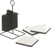 J-Line Vierkant onderzetter - hout - zwart & wit - woonaccessoires