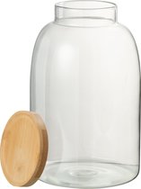 J-Line Pot In Glas Tom Glas/Bamboo Transparant/Naturel Large