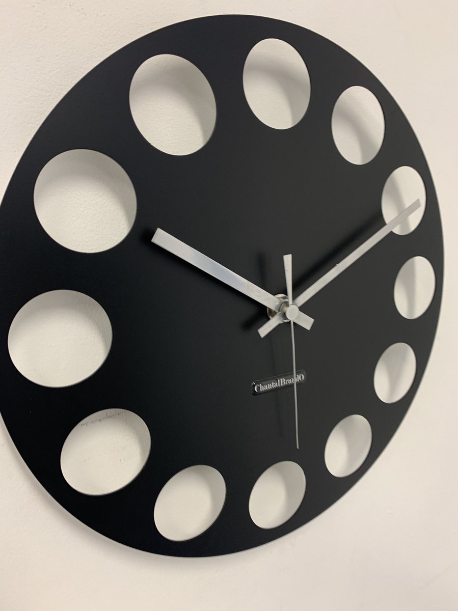 Wandklok CHANTALBRANDO -- BLACK TORNADO 34 -- MODERN DESIGN -- zwart