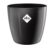 Elho Brussels Diamond Rond 25 - Bloempot voor Binnen - Ø 25.2 x H 23.0 cm - Metallic Zwart