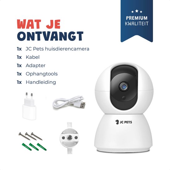 JC Pets Huisdiercamera met App 3MP 2048 x 1536P - 360° Hondencamera en Beveiligingscamera met Wifi - Multifunctionele Baby Camera van JC Pets — afbeelding 4