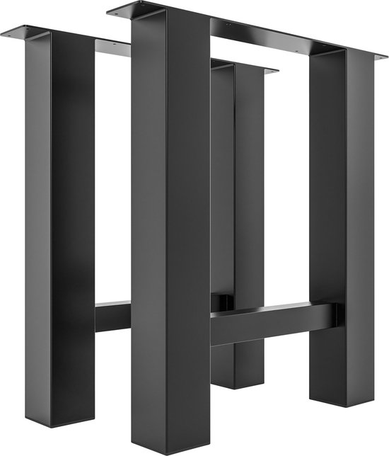 CLP Set van 2 Hunker tafelpoten - Metaal - Vierkant - zwart 70 cm
